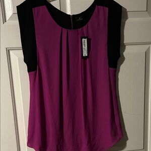 Women's Black and Pink Sleeveless Top